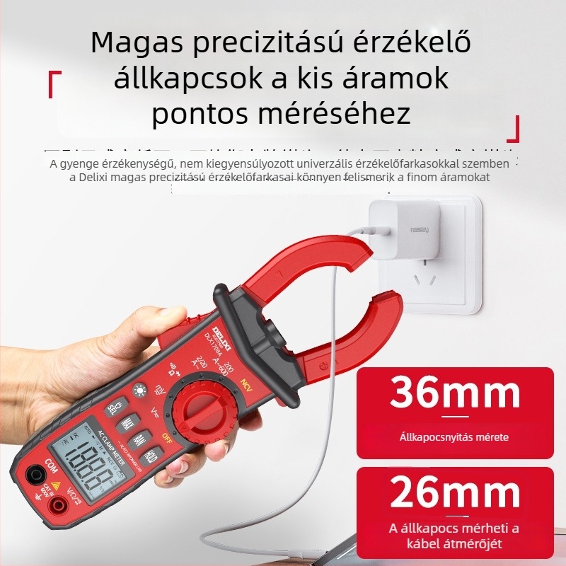Delixi 1708A clamp meter – Automatikus AC/DC feszültségmérés
