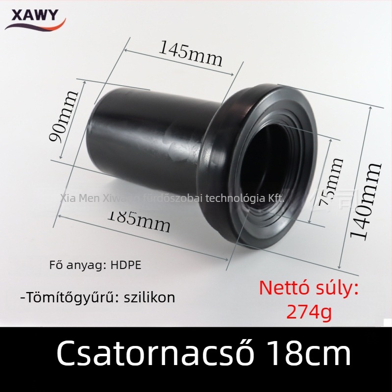 Rejtett tartályos falra szerelhető WC-hez illeszkedő csatlakozókészlet – PVC, szilikon, PE; csatornázásra; formázott