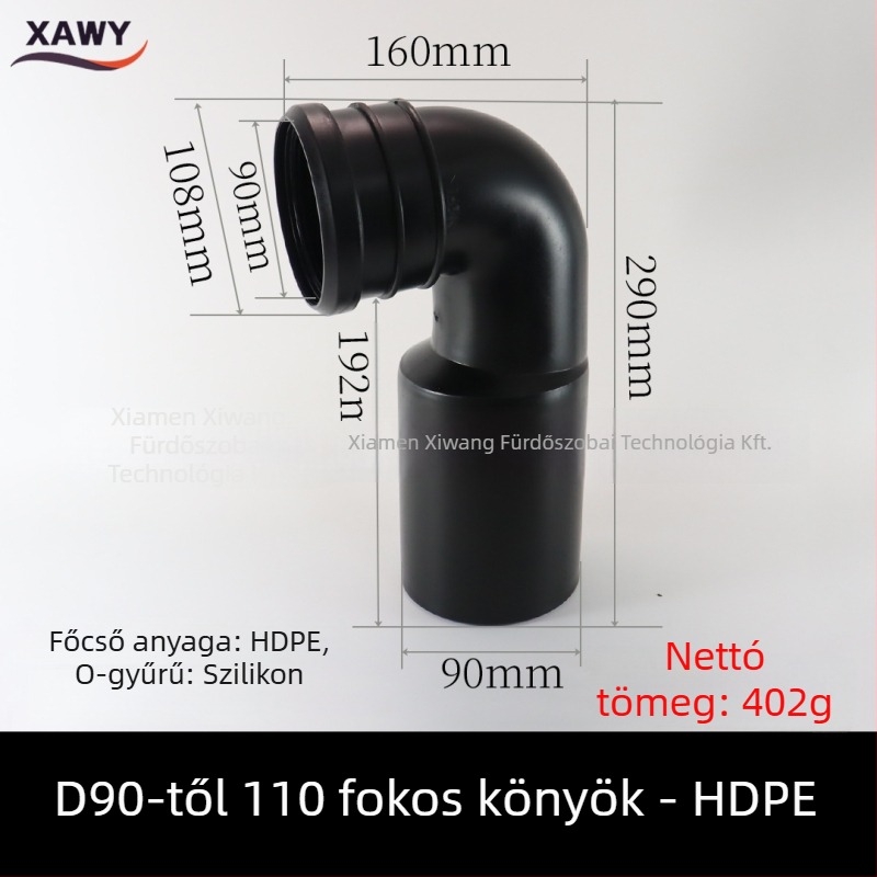Rejtett tartályos falra szerelhető WC-hez illeszkedő csatlakozókészlet – PVC, szilikon, PE; csatornázásra; formázott