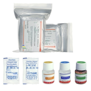 Szárazporos pestisid-maradvány detektor gyümölcsök és zöldségek gyors észlelésére; modell: Pesticide Residue Reagent Dry Powder.