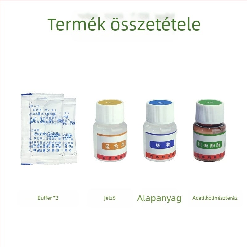Szárazporos pestisid-maradvány detektor gyümölcsök és zöldségek gyors észlelésére; modell: Pesticide Residue Reagent Dry Powder.