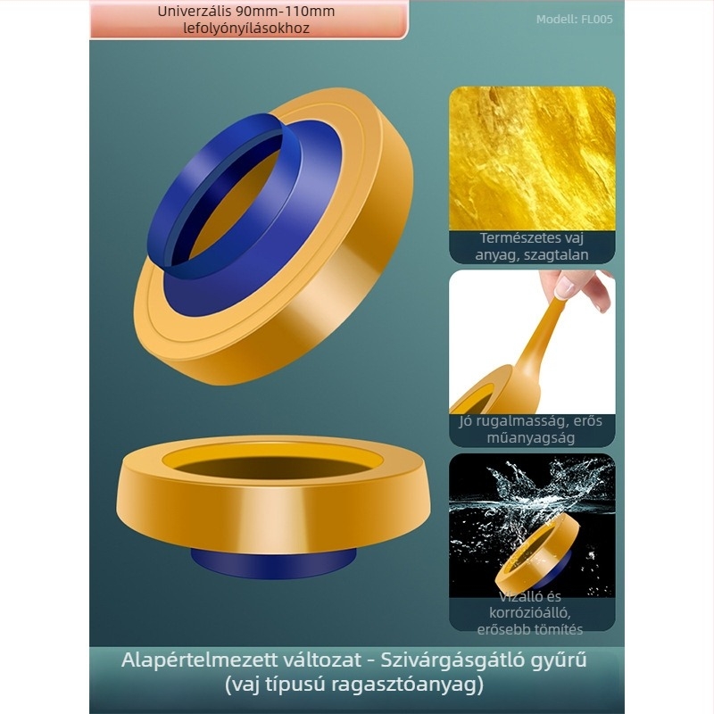 WC-flanx tömítőgyűrű; szagellenes és szivárgásmentes védelem; vastagított ragasztógyűrű; anyag: nano ragasztó és gumi massza; stílus: modern egyszerűség.