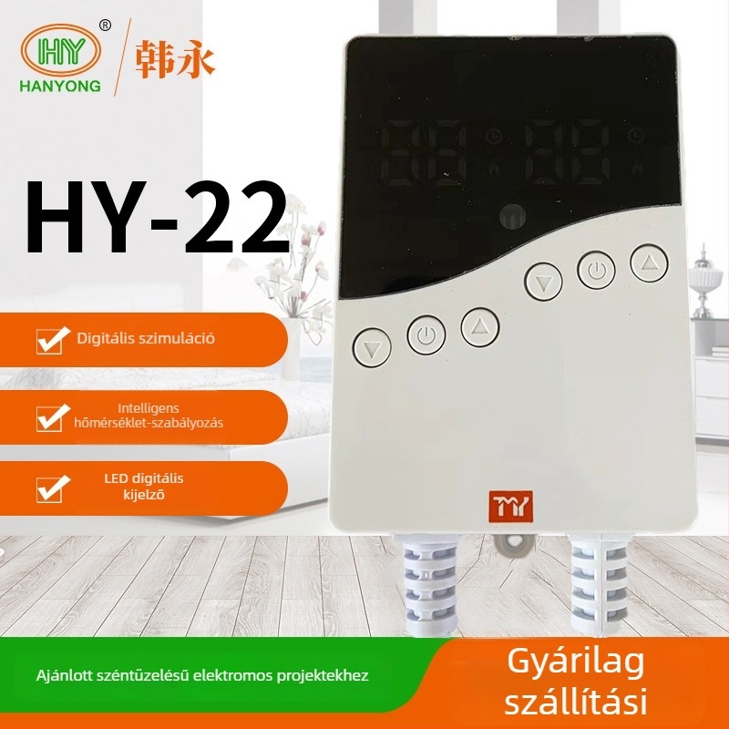 HY-22 termosztát LED kijelzővel – falra szerelhető hőmérséklet-szabályzó kazánhoz és vízpumpához, 220V