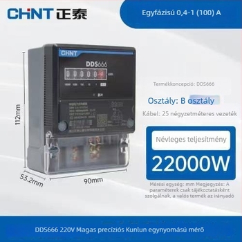 DDS666 egyfázisú elektronikus mérő, 40A/60A/100A, 220V otthoni használatra