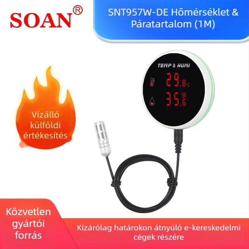 Soan/Sanan Wi-Fi hőmérséklet és páratartalom riasztóval és felvétellel, falra szerelhető vezérlő APP értesítésekkel