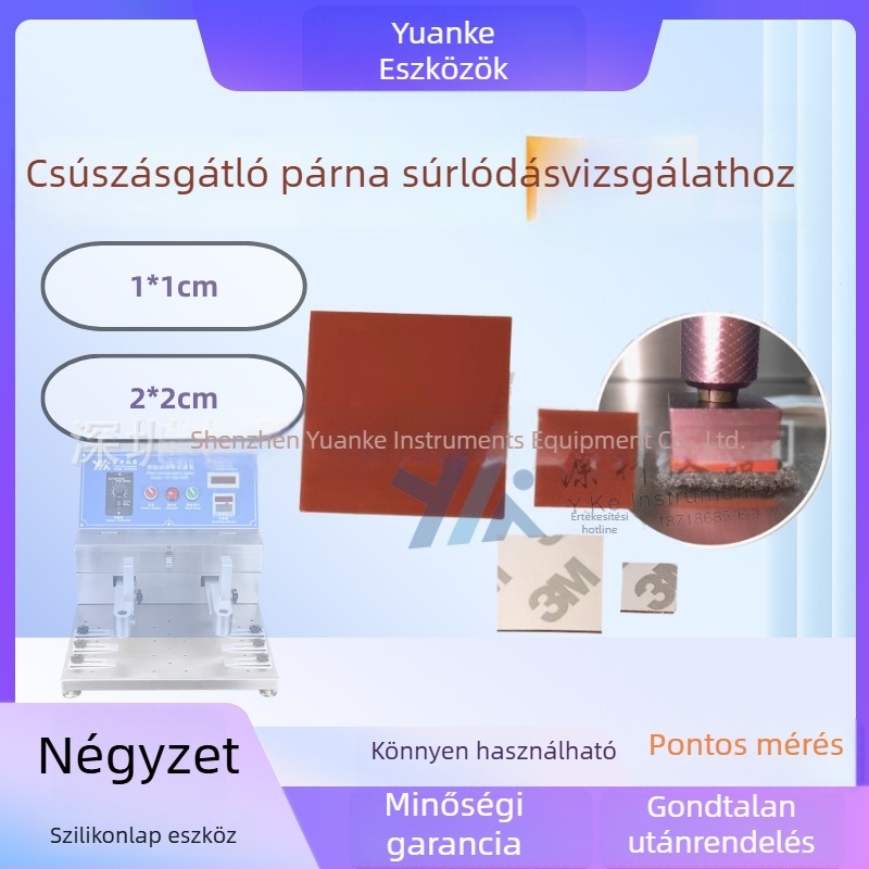 Acélgyapot kopásvizsgálóhoz tartozó négyszögletes szilikon csúszásmentes padot rögzítő készülék, modell YK-FKD1*1CM/2*2CM