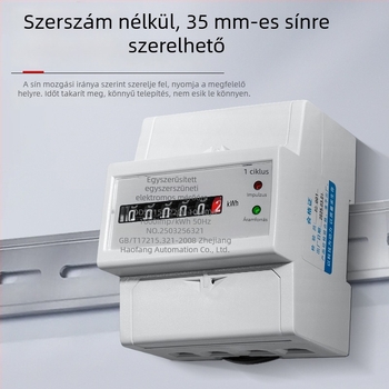 Egyszerfázisú mérő (4P) DIN-sínre szerelhető, porvédett fedél, lakossági használatra
