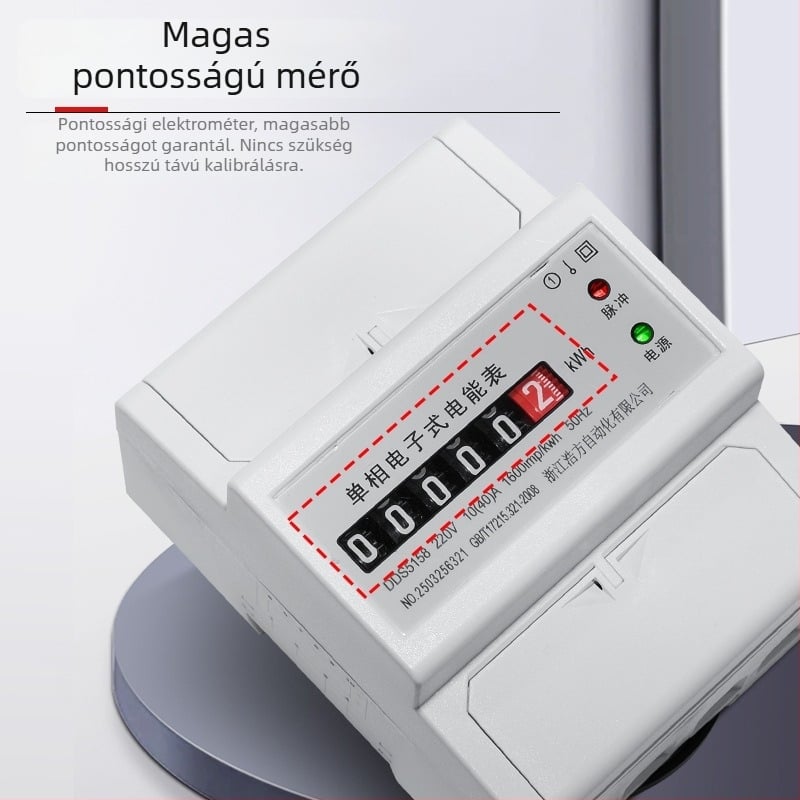 Egyszerfázisú mérő (4P) DIN-sínre szerelhető, porvédett fedél, lakossági használatra