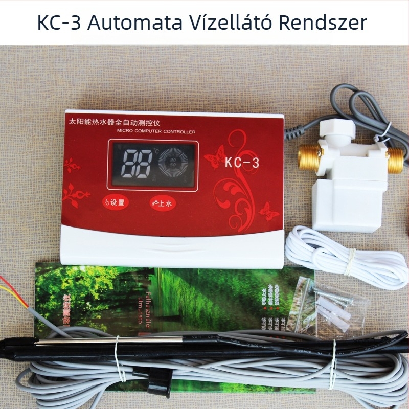 Napelemes vízmelegítő vezérlő automata vízellátással, LCD kijelző a víz hőmérsékletéhez és a vízszinthez, modell KC-3
