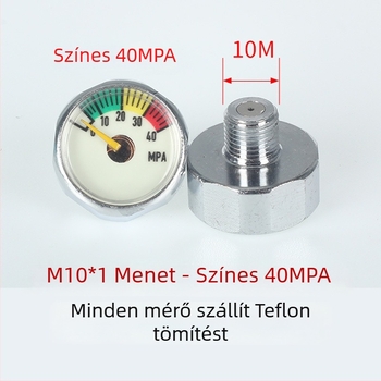 Fényes kijelzős magasnyomású nyomásmérő, 25 mm, CO2-palackokhoz, 0–40 MPa