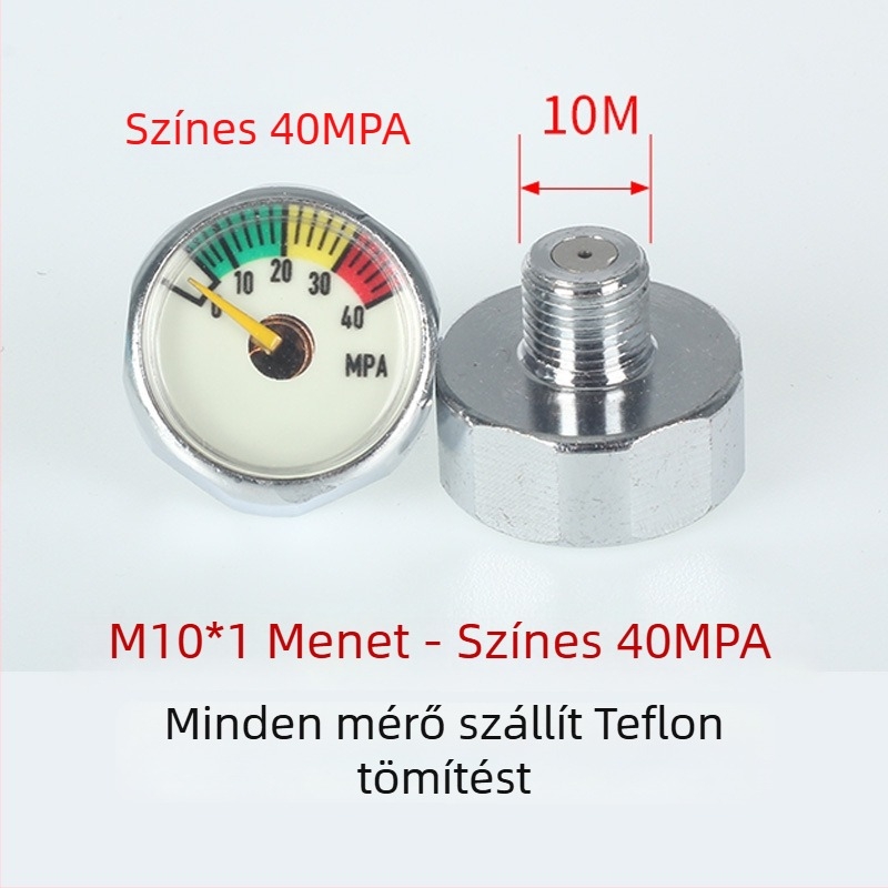 Fényes kijelzős magasnyomású nyomásmérő, 25 mm, CO2-palackokhoz, 0–40 MPa