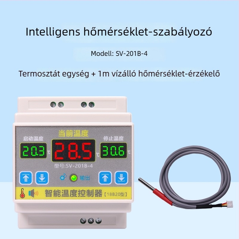 Intelligens hőmérséklet-szabályozó 4000W-os teljesítménnyel, magas pontosságú hőmérséklet-szabályozó kapcsoló, sínre szerelve, állítható hőmérséklet