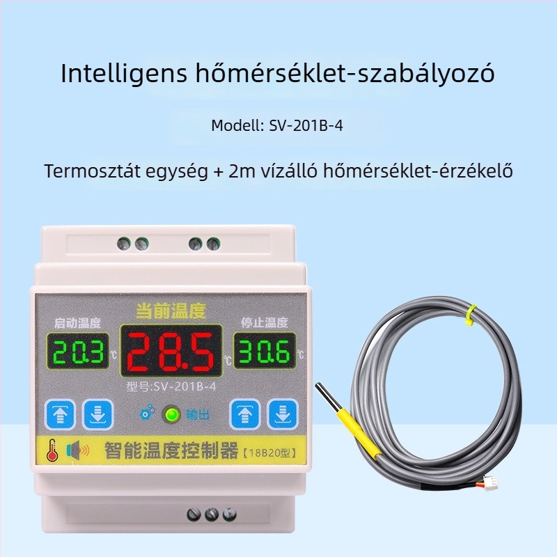 Intelligens hőmérséklet-szabályozó 4000W-os teljesítménnyel, magas pontosságú hőmérséklet-szabályozó kapcsoló, sínre szerelve, állítható hőmérséklet