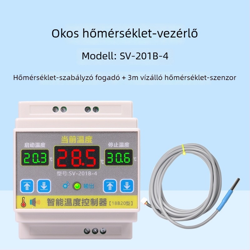 Intelligens hőmérséklet-szabályozó 4000W-os teljesítménnyel, magas pontosságú hőmérséklet-szabályozó kapcsoló, sínre szerelve, állítható hőmérséklet