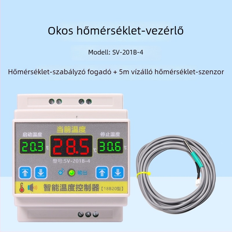 Intelligens hőmérséklet-szabályozó 4000W-os teljesítménnyel, magas pontosságú hőmérséklet-szabályozó kapcsoló, sínre szerelve, állítható hőmérséklet
