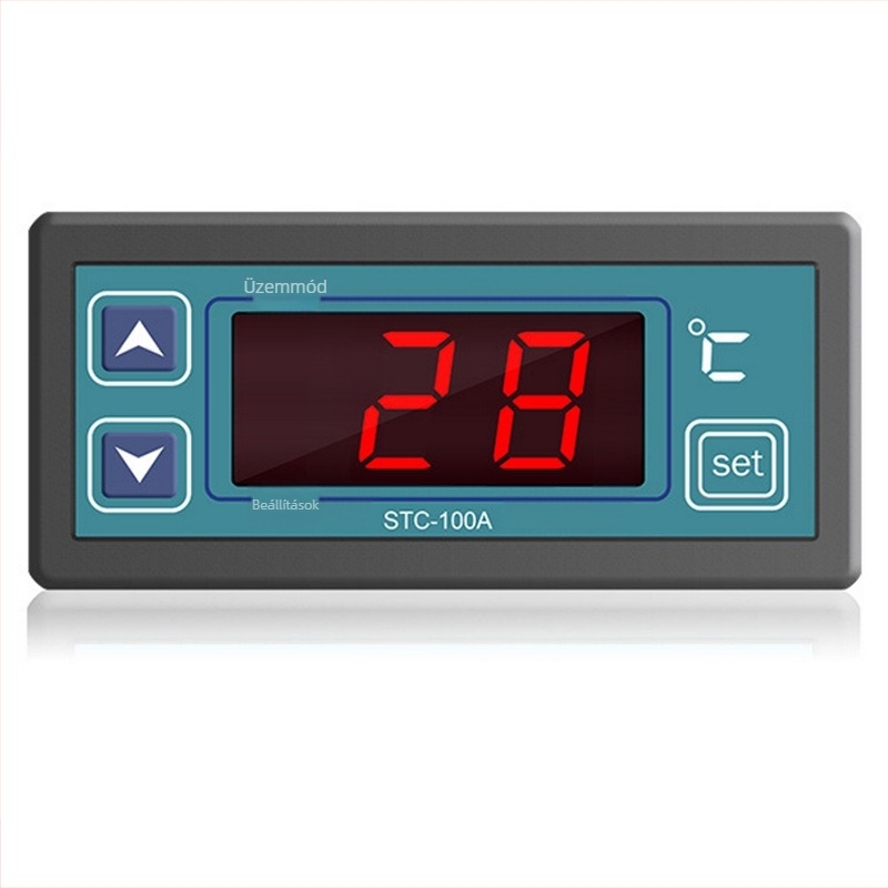 STC-100A mikroprocesszoros termosztát digitális kijelzővel fűtéshez és hűtéshez, beépített telepítés, 220V AC