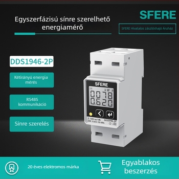 1-fázisú sínre szerelhető energiamérő, okos mérő, márka Sfere/Sphir, modell DDS1946-2, Anyag szám 40