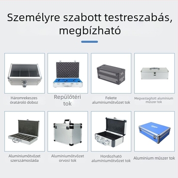 Alumínium ötvözetű órakijelző doboz, hordozható asztali kivitel, két rekesz