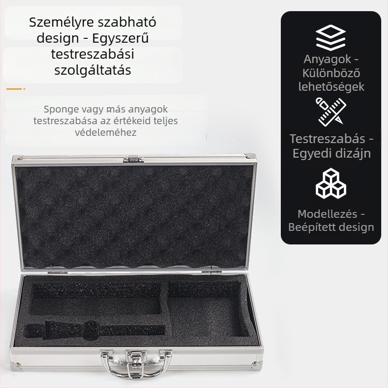 Jinfuda márkájú alumínium ötvözetből készült szerszámtároló, alumínium váz és MDF alap — doboz szerszámokhoz, műszeres tok, hordozható tároló