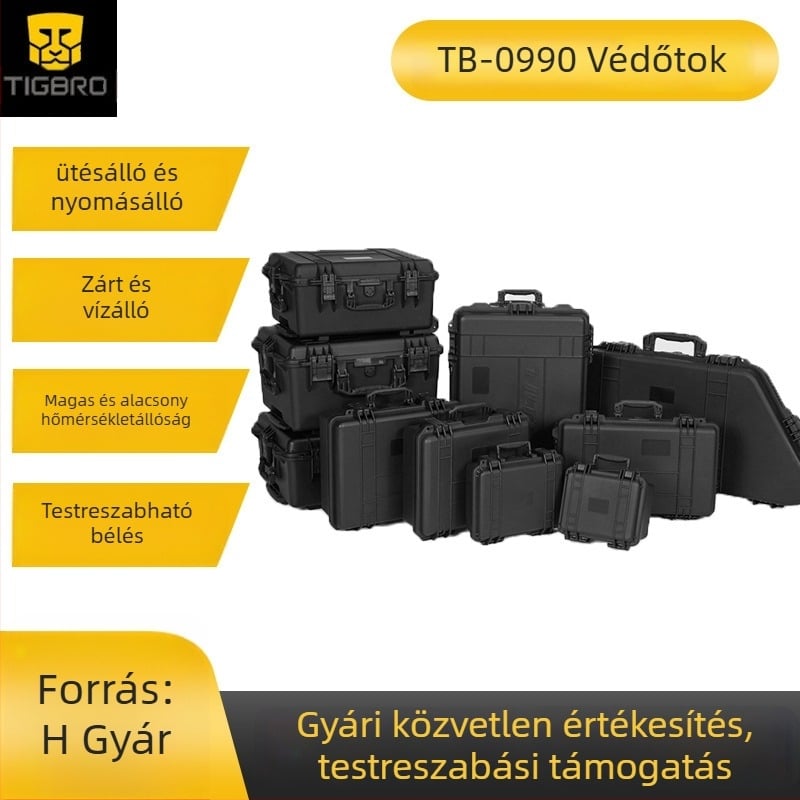 TIGBRO Műanyag szerszámosláda, vízálló biztonsági doboz villanyszerelőknek, műszer- és fényképezőgép felszerelés tároló