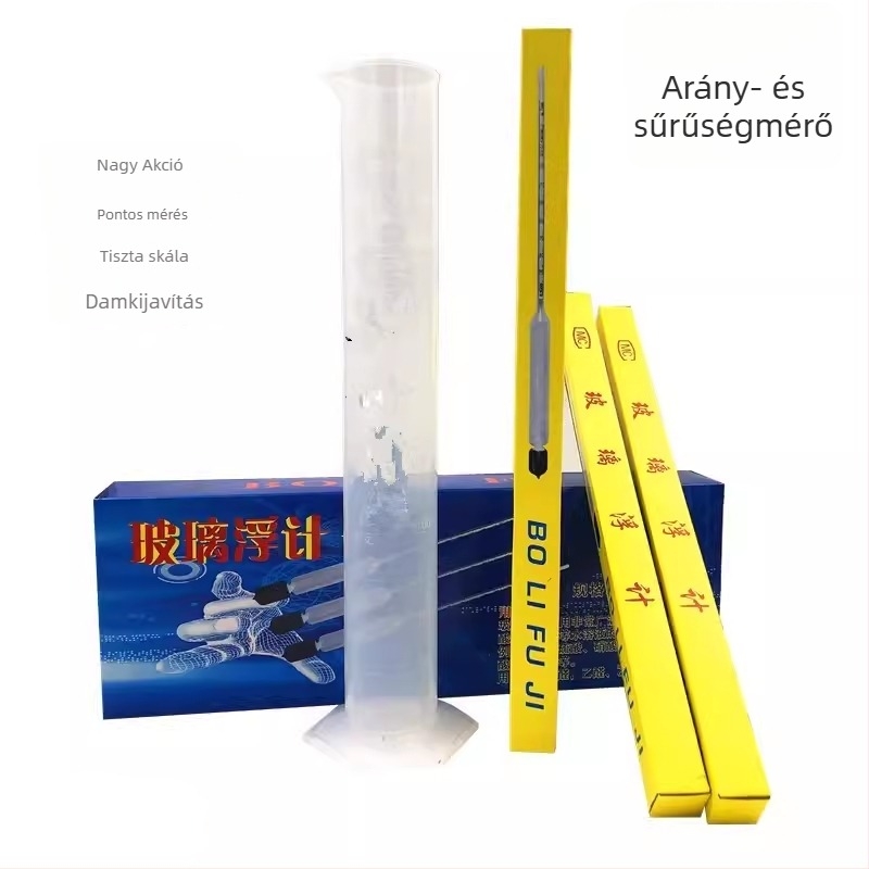Hidrométer és folyadék-denzitásmérő és koncentrációmérő készlet: folyadék-denzitás mérő, Baume-mérő, koncentrációmérő, sótartalom-mérő, kénsavoldat (Eredet: Hebei)