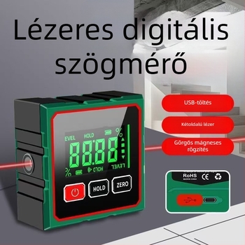 Inclinometer erős mágneses alapú, nagy pontosságú, 360° szögmérés, lézeres digitális kijelző (Modell: Inclinometer)