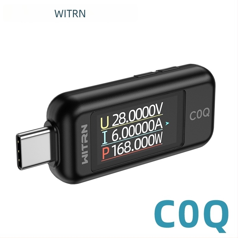 C0Q+ USB Type-C pass-through teszter — PD 3.1 detektálás, USB feszültség- és áramerősségmérő, C2 gyors töltés, 48V
