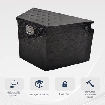 Alumíniumötvözetből készült szerszámtároló doboz, négyszögletes lépcső típus, testre szabható a rajzok szerint, teherbírás 70 kg