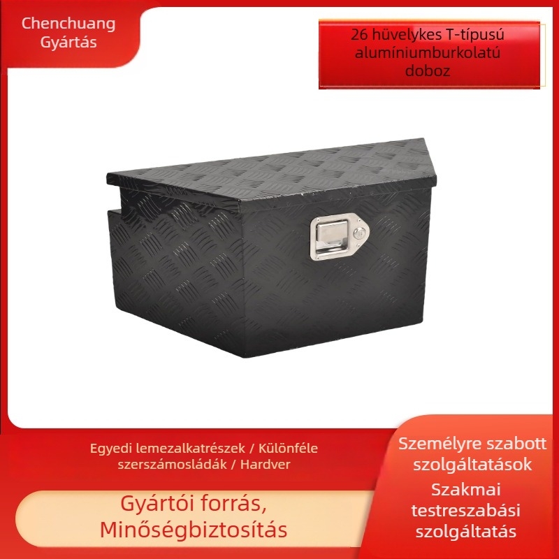 Alumíniumötvözetből készült szerszámtároló doboz, négyszögletes lépcső típus, testre szabható a rajzok szerint, teherbírás 70 kg