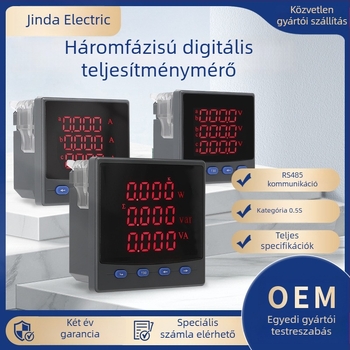 Háromfázisú digitális teljesítménymérő LCD kijelzővel, feszültség és áram mérése, RS-485 kommunikáció