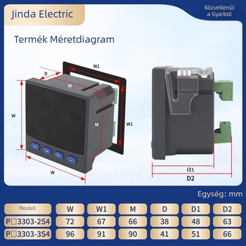 Háromfázisú digitális teljesítménymérő LCD kijelzővel, feszültség és áram mérése, RS-485 kommunikáció