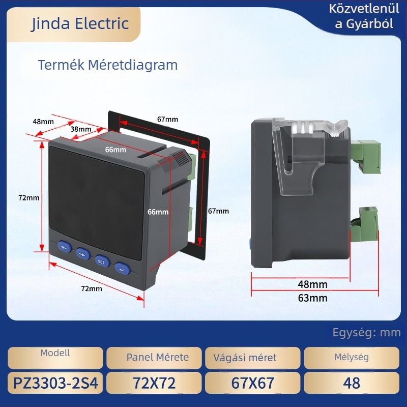 Háromfázisú digitális teljesítménymérő LCD kijelzővel, feszültség és áram mérése, RS-485 kommunikáció