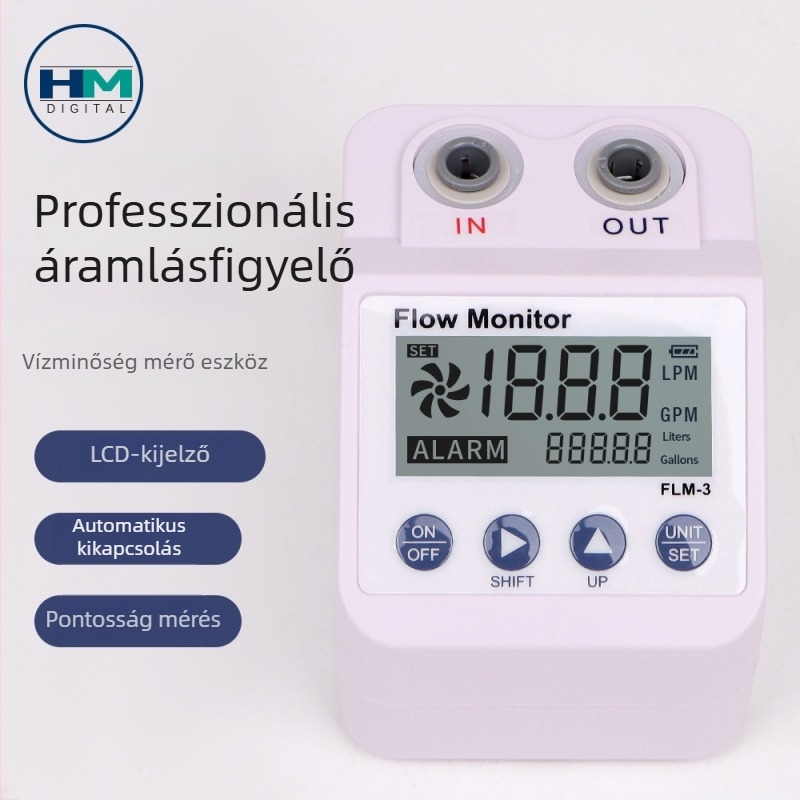 Trickle hordozható digitális áramlásfigyelő vízhez automatikus riasztással — mérési tartomány 0–99999 L / 0–99999 galon