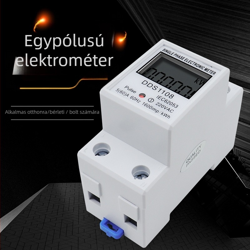 TY DDS1108 DIN-sínre szerelhető egyfázisú energia-mérő, intelligens digitális kijelző, 220V, 2P, nagy pontosság