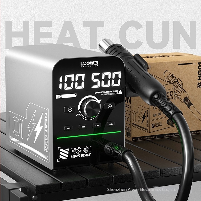 Luowei Hg-01 meleglevegős pisztoly – 800W, intelligens digitális kijelző, 4 hőmérséklet memória, PID szabályozás
