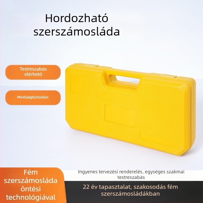 Légfúvással formázott műanyag szerszámtartó, kézben tartható, belső bevonattal, multifunkcionális tároló