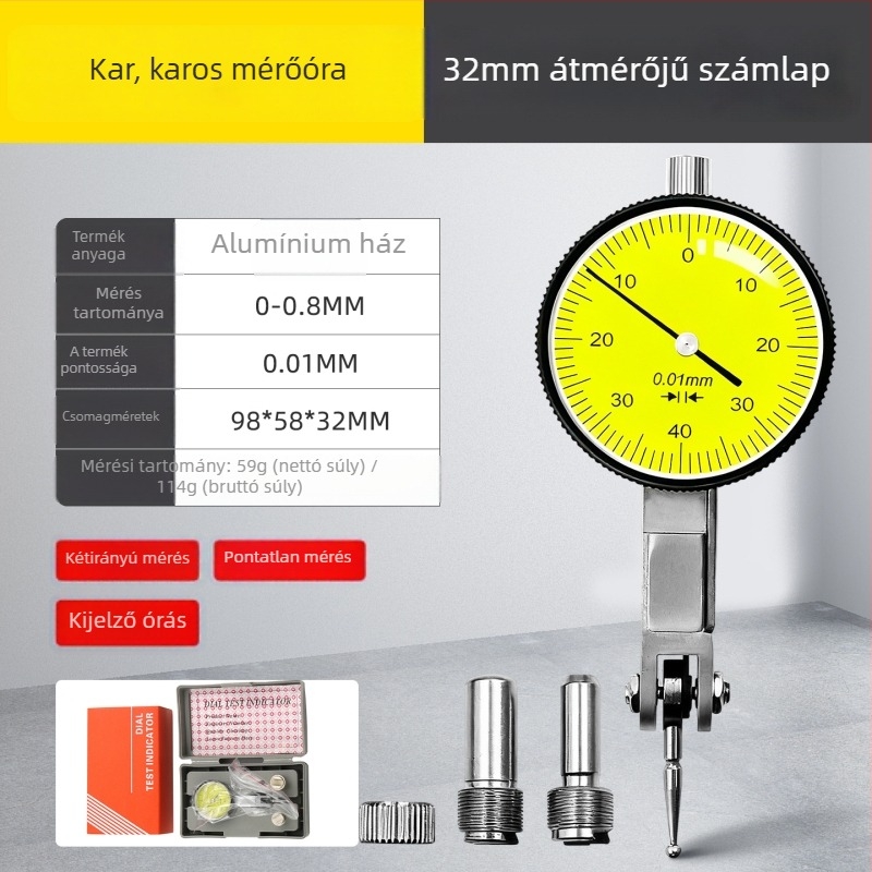 Mechanikus dialindikátor 0-10 mm, mutatótípus, pontosság 0,01 mm