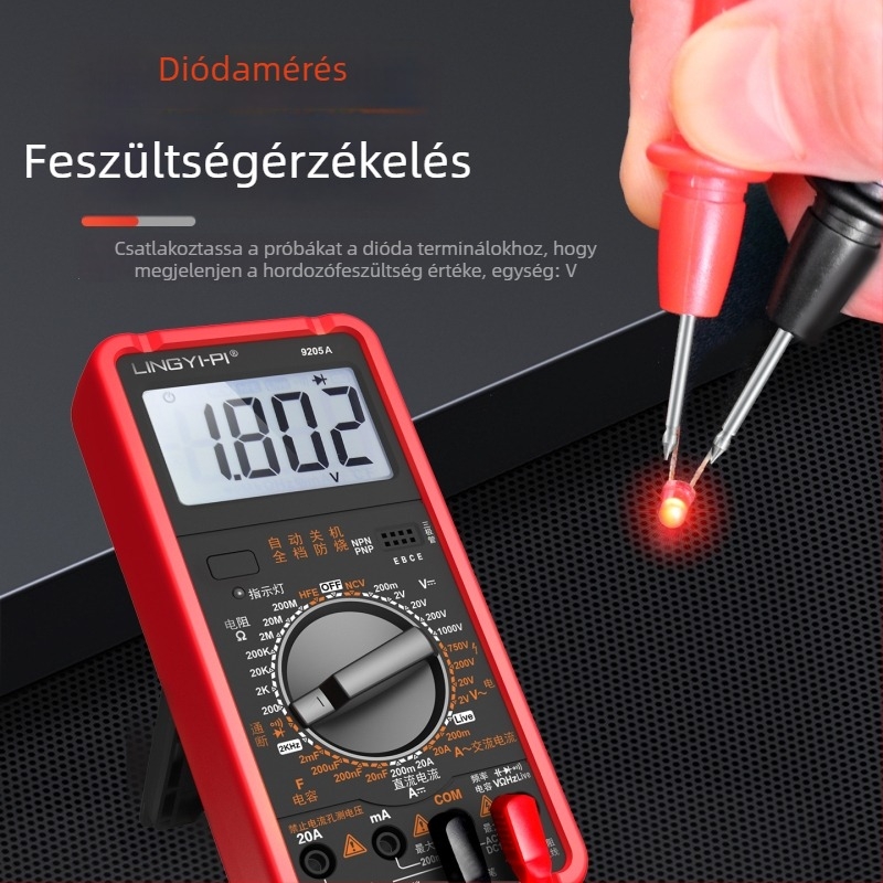 DT9205A Digitális multiméter – nagy pontosságú, teljesen automata, intelligens, többfunkciós égetés elleni védelem, villanyszerelőknek