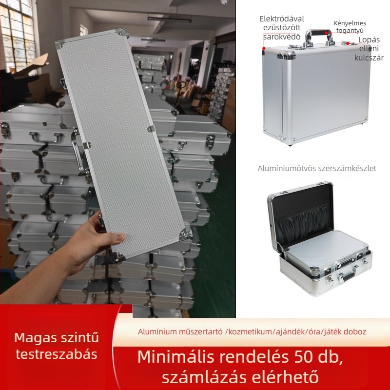 Egyedi alumínium szerszámtároló doboz MDF táblával, tűzálló felülettel és EVA béléssel; hordozható kivitel, 100 kg teherbírás