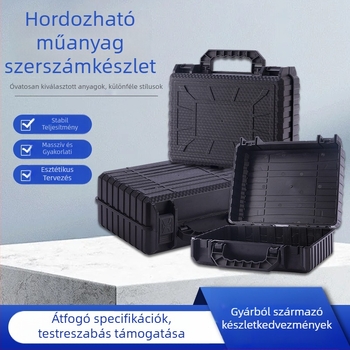 Flip-tetőjű műanyag szerszámtároló doboz, hordozható, egylépcsős kivitel