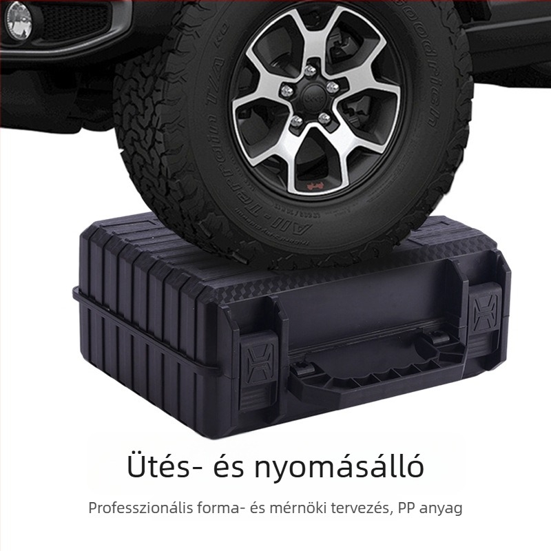 Flip-tetőjű műanyag szerszámtároló doboz, hordozható, egylépcsős kivitel