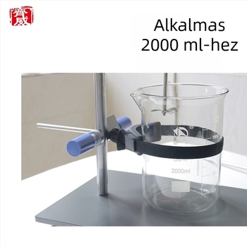 Laboratóriumi beaker-tartó: rögzített, keveréshez/agitáláshoz, univerzális csipesz és kötéltartozék