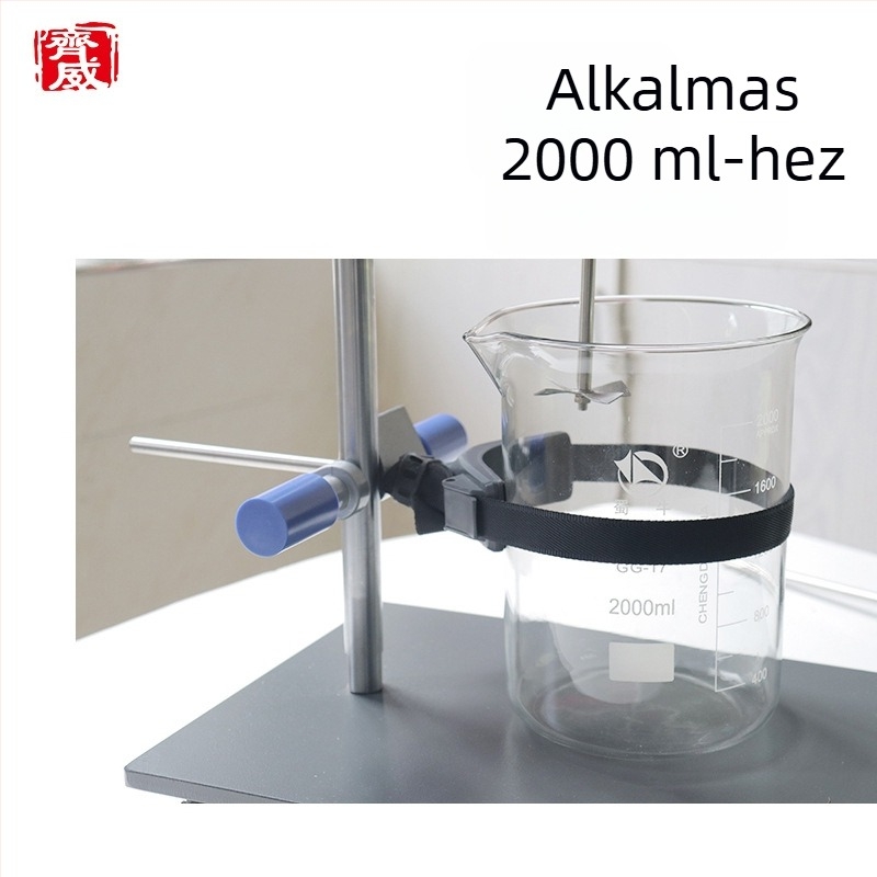 Laboratóriumi beaker-tartó: rögzített, keveréshez/agitáláshoz, univerzális csipesz és kötéltartozék