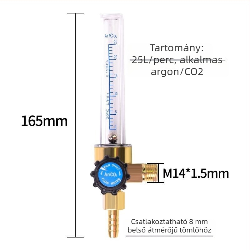 CO2 áramlásmérő szerelvény — CO2 áramlásmérő, mérési tartomány 5, cső-tervezés