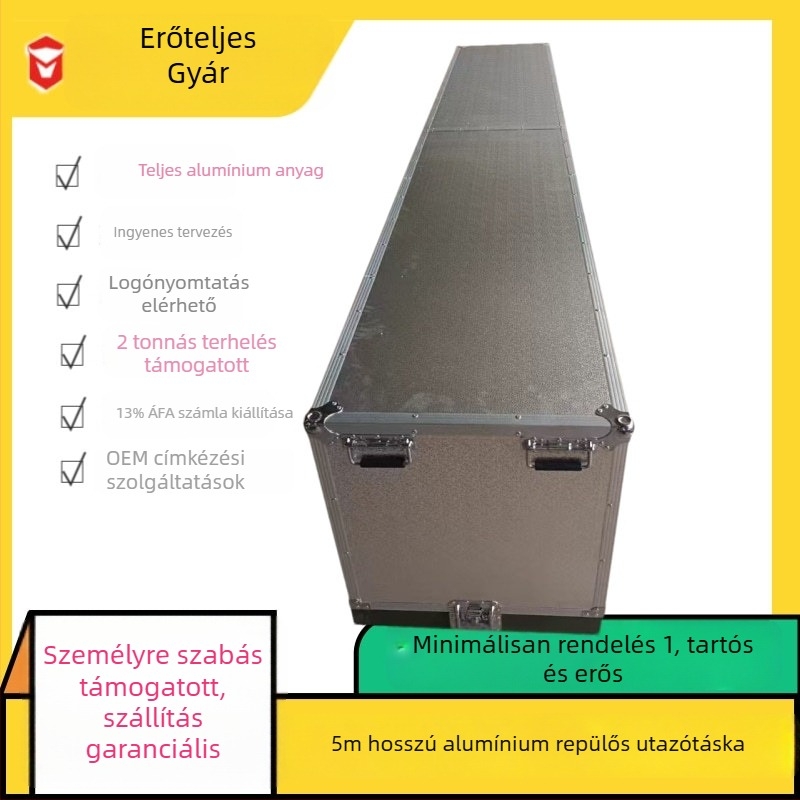 Alumínium ötvözetből készült eszköztároló tok, 3 m hosszú, 1000 kg teherbírás, narancshéj-textúrájú felület, EVA bélés