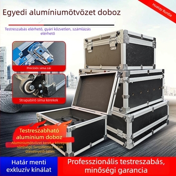 Alumíniumötvözetű precíziós műszerek és berendezések tárolója, EVA anyaggal, fekete ütésálló, multifunkcionális tároló doboz