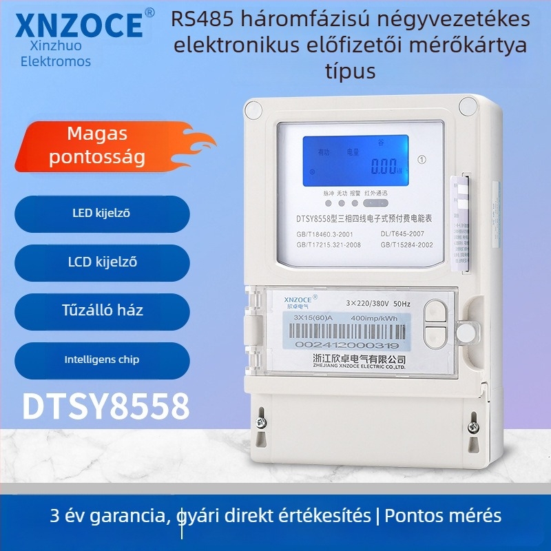 Xinzhuo intelligens előre fizetett villanyóra QR-kód olvasással, 4G távoli leolvasással, Bluetooth, egyfázisú, bérleményekhez