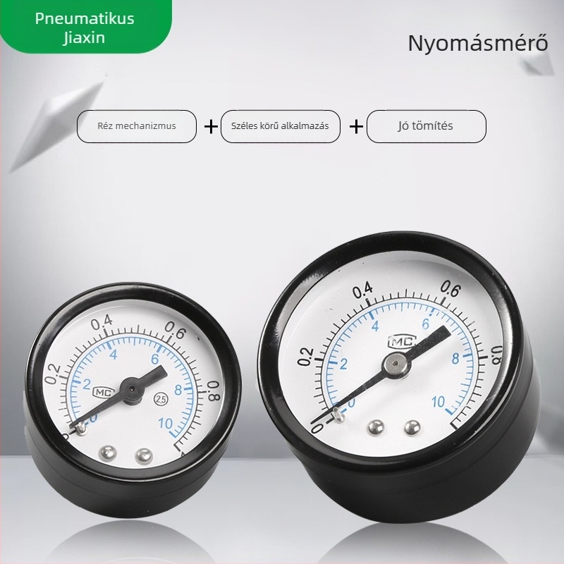 Légforrás-hoz készült precíz nyomásmérő, Y-40 axiális, Y-50 keret nélküli, tartomány 0-1.0, pontosság 0.01, Ø50 mm, környezeti hőmérséklet 10-60
