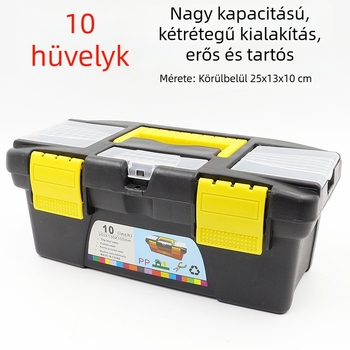 10 hüvelykes műanyag művészeti doboz fogantyúval, hordozható tároló doboz kiegészítőkkel és műszer alkatrészekkel