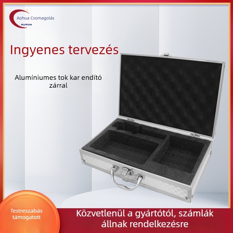 Hangkártya eszközökhez alumínium ötvözetű eszköztartó doboz, bőrönd-stílus, 5 kg teherbírás, alumínium váz